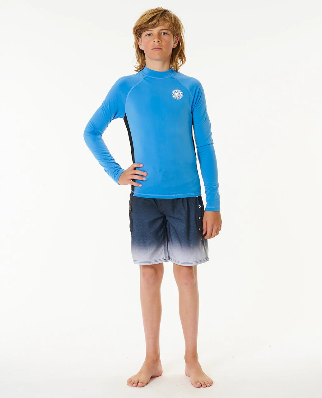 RIP CURL ICONS UV BRUSHED LONG SLEEVE RASH VEST - KIDS