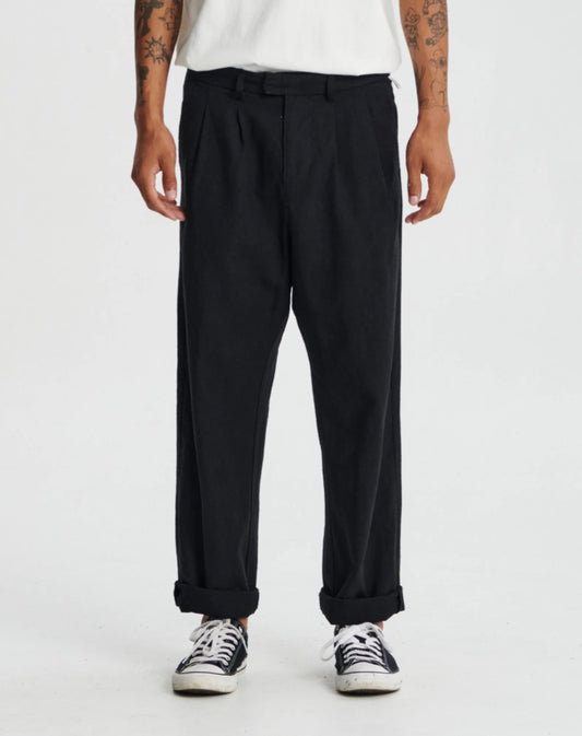 Critical Slide Harro Linen Pleat Pant - Black