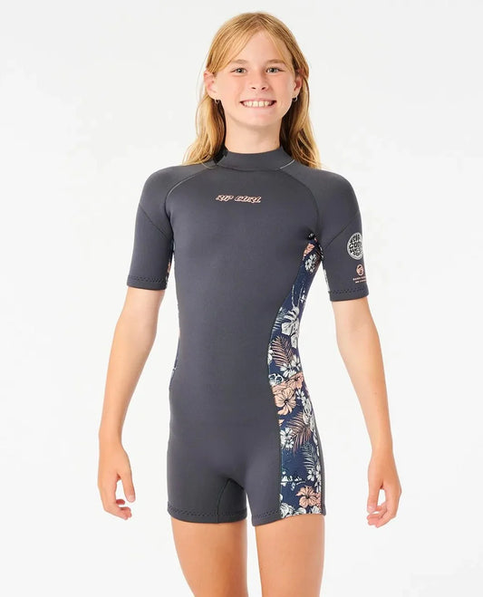 Rip Curl Girls Dawn Patrol 2/2 Springsuit Kids Wetsuit - Charcoal