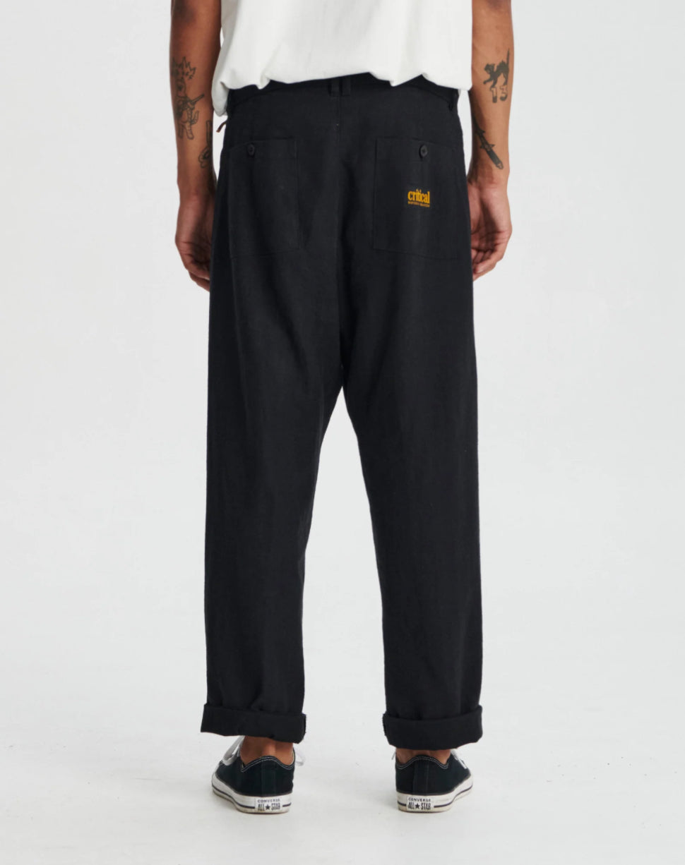 Critical Slide Harro Linen Pleat Pant - Black