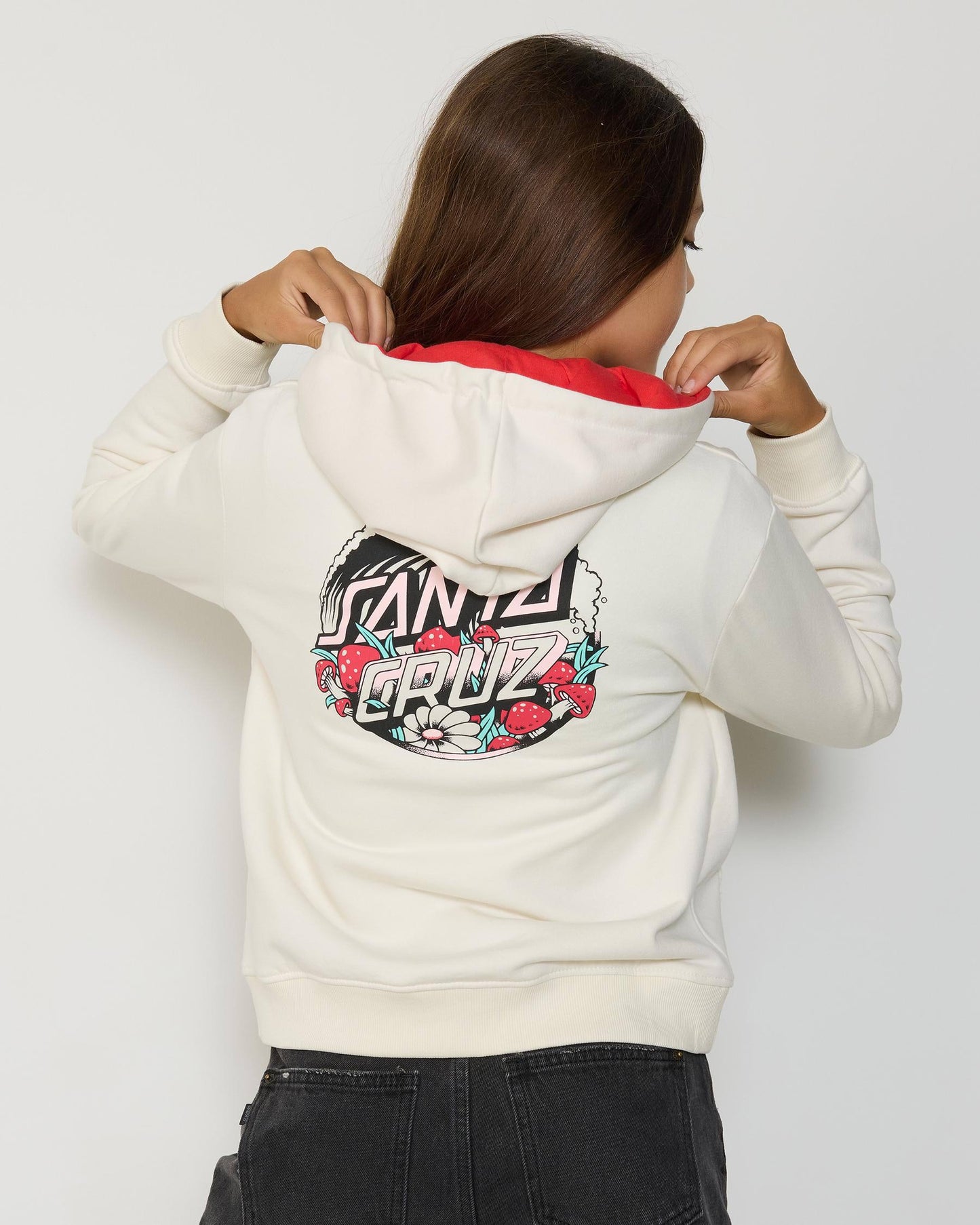 Santa Cruz Mushroom Wave Dot Girls Pullover Hoodie Cream
