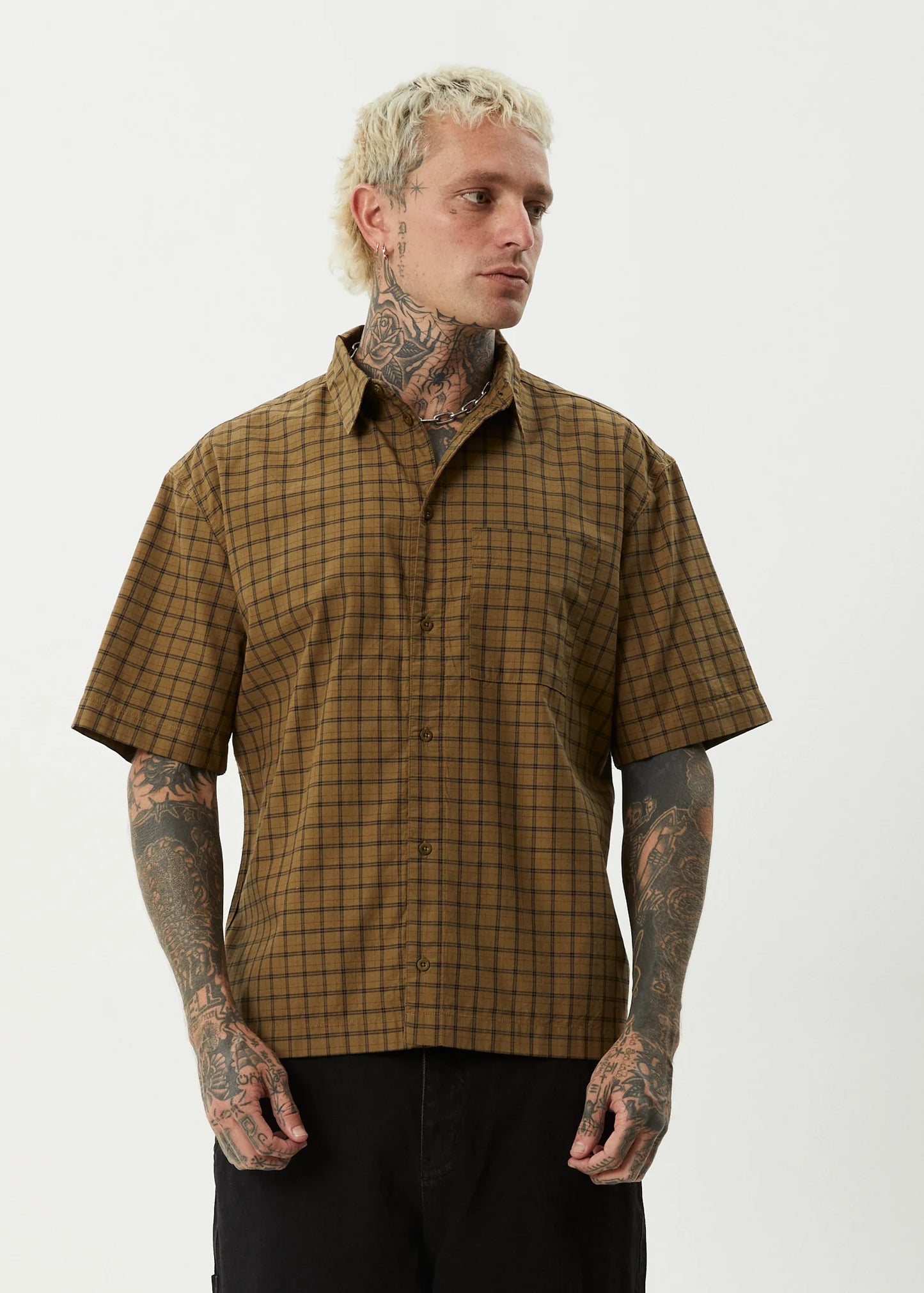 AFENDS CHALLENGER - CHECK SHORT SLEEVE SHIRT