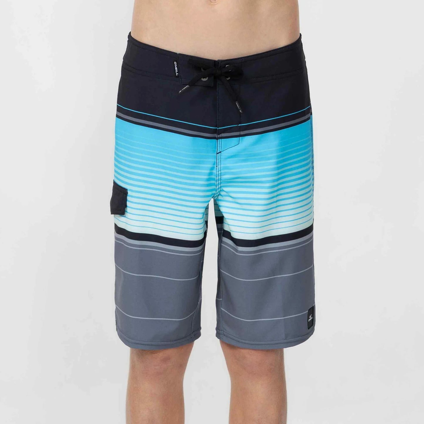 O’NEILL BOY'S LENNOX STRIPE 18 BOARDSHORTS - BLACK