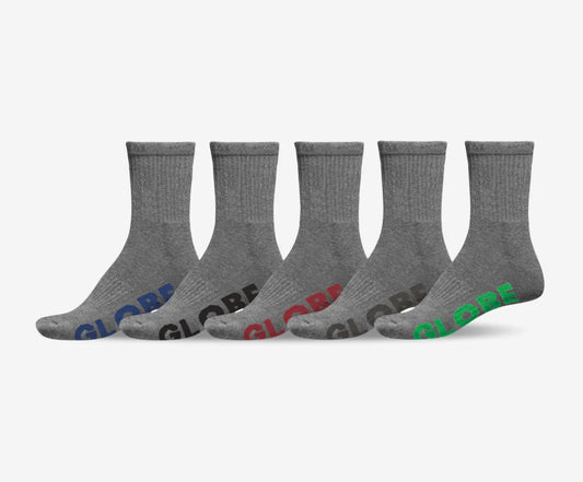 Globe Boys Stealth Crew Sock 5 Pack - Grey