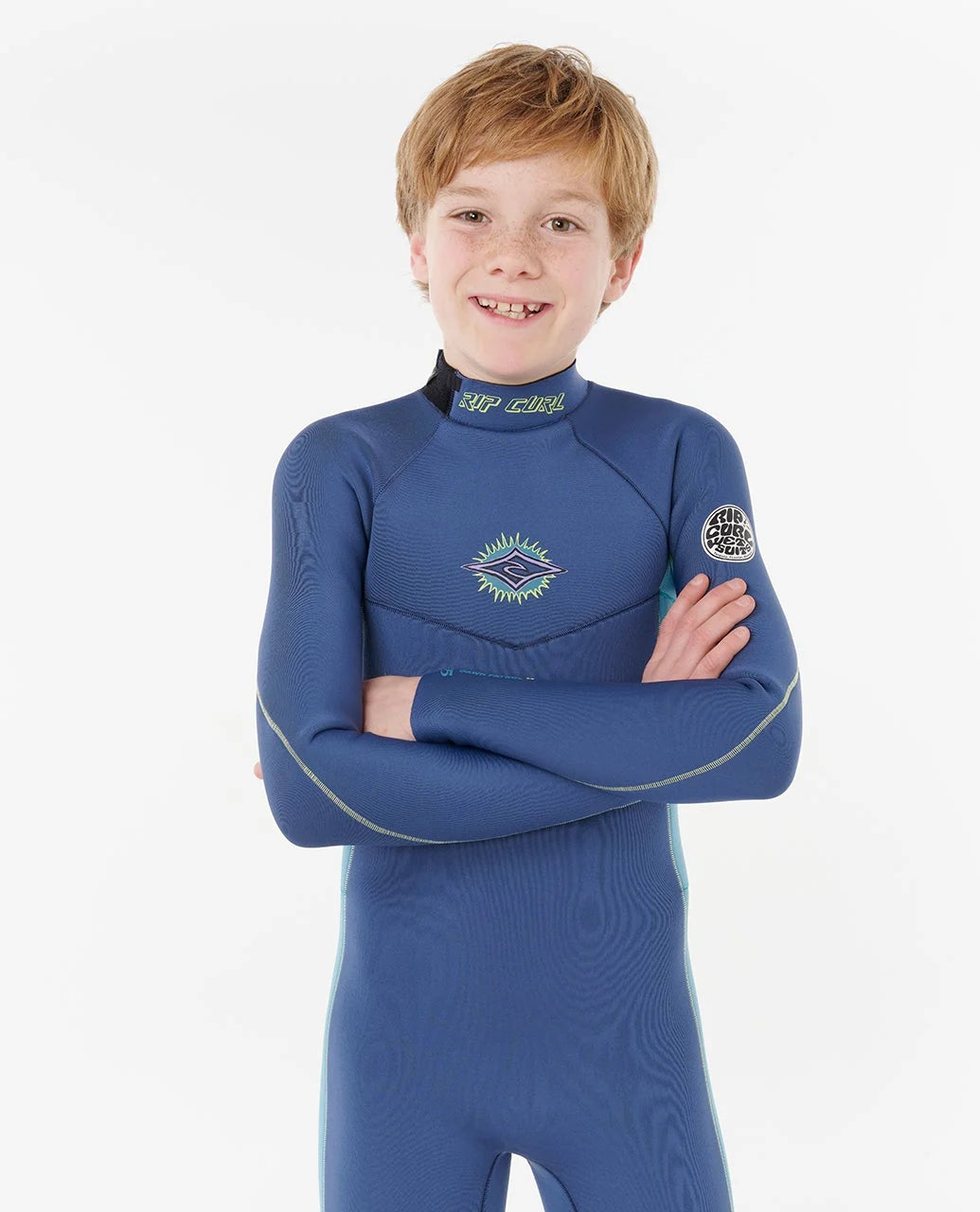 RIP CURL DAWN PATROL SHORT SLEEVE 2MM BACK ZIP SPRING SUIT WETSUIT - LIGHT NAVY