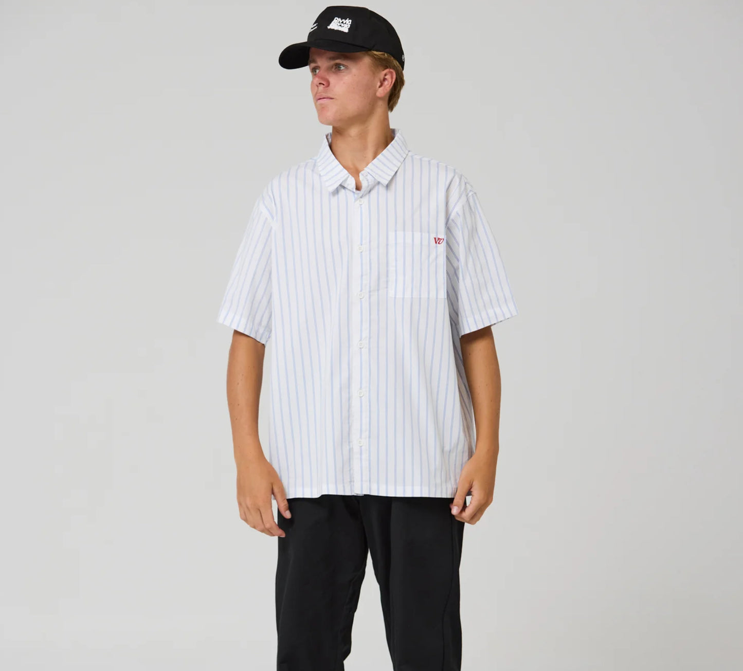RIVVIA PROJECTS STRIPE SS SHIRT : WHITE BLUE
