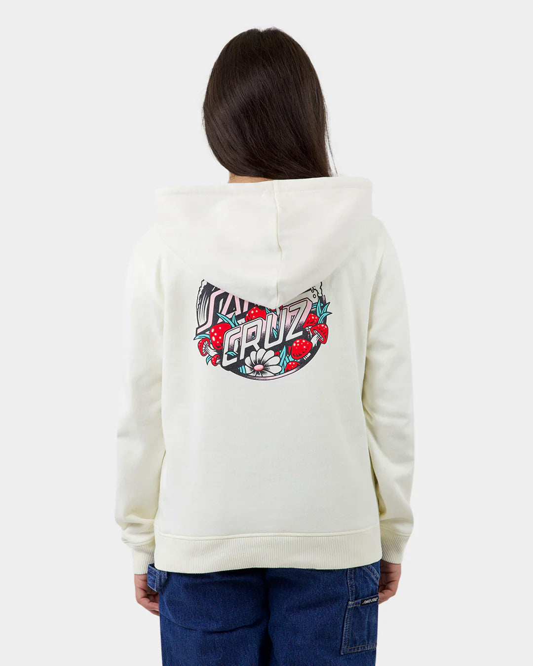 Santa Cruz Mushroom Wave Dot Girls Pullover Hoodie Cream