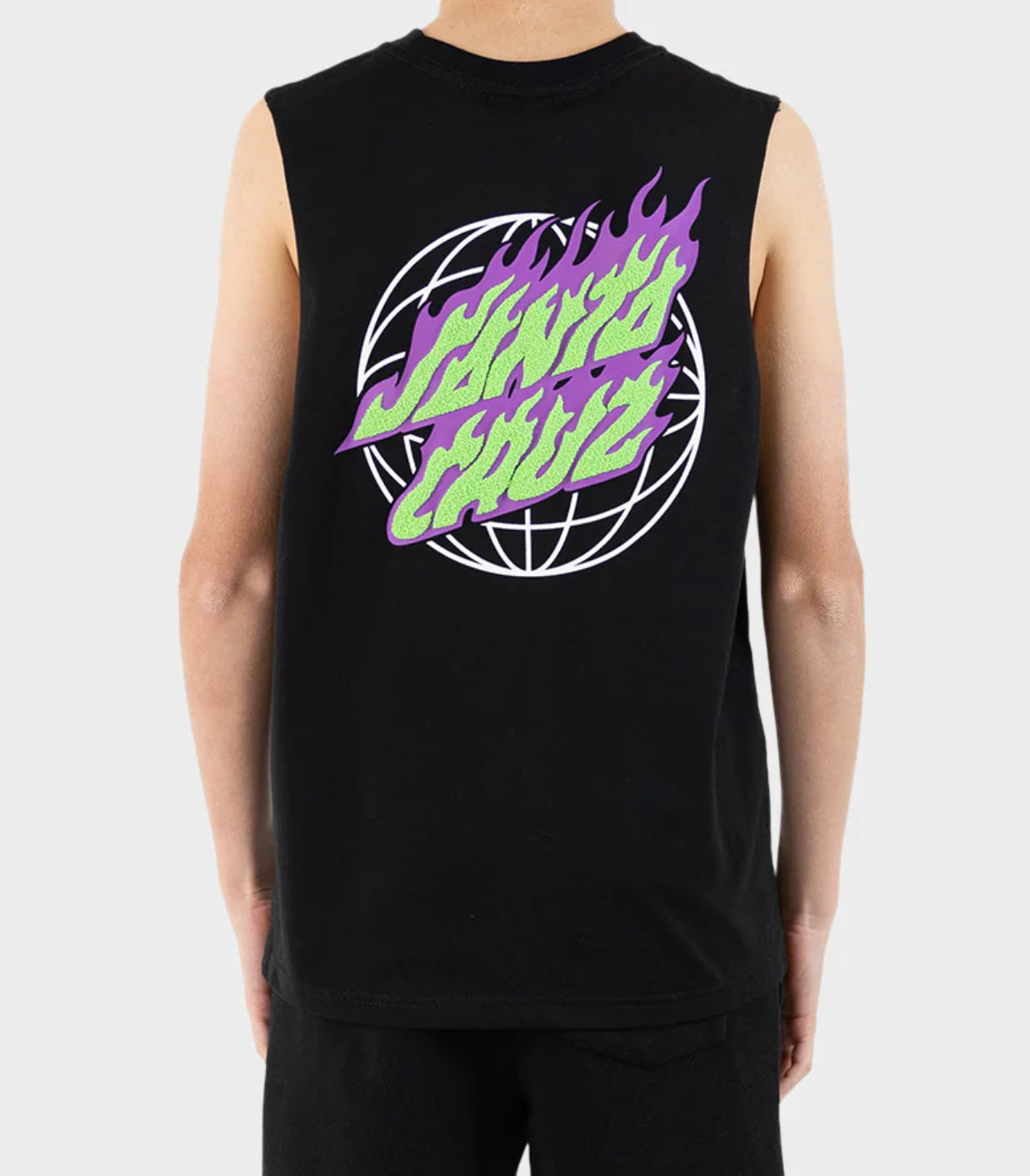 Santa Cruz Boys Global Flame Dot Muscle Tee
