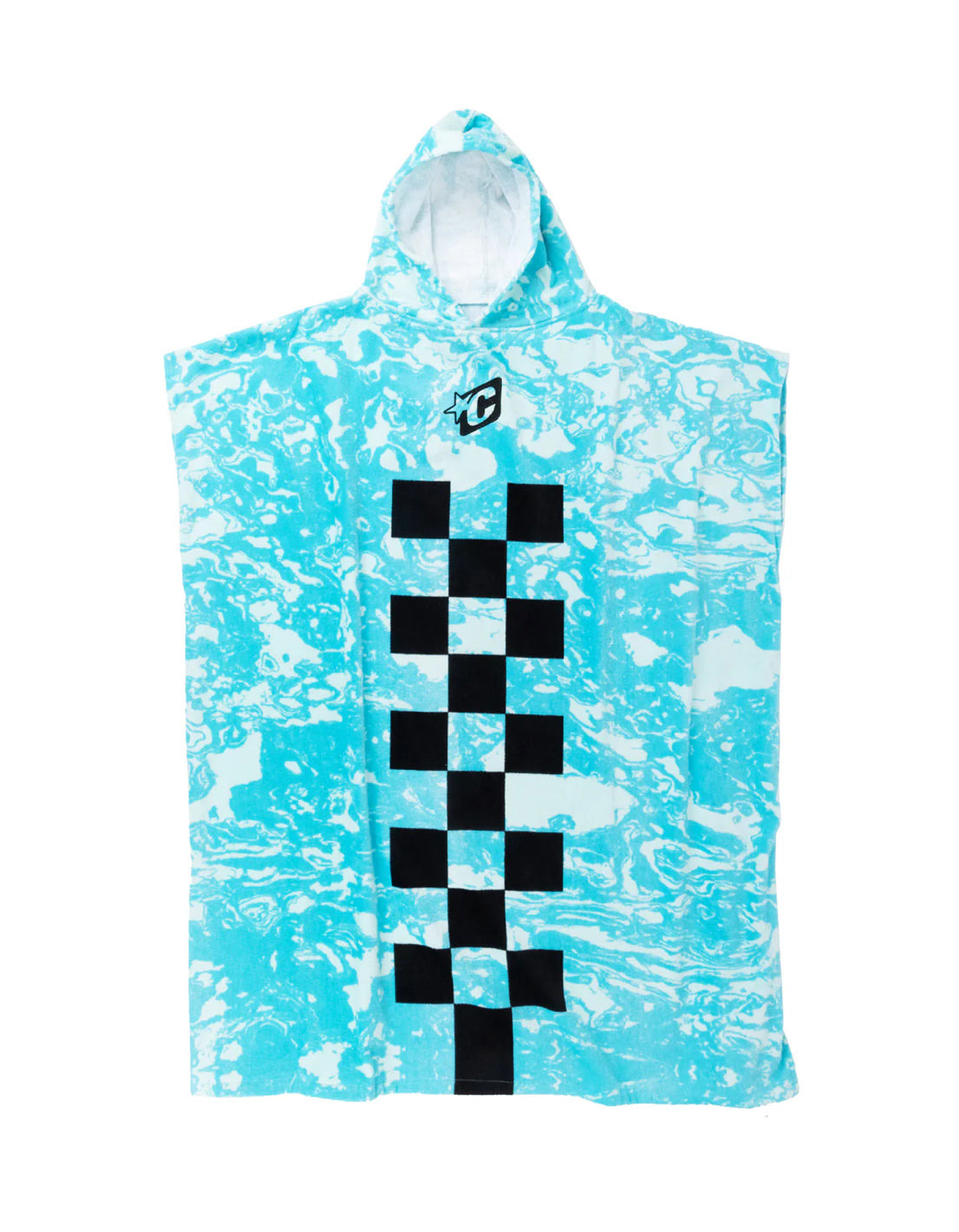 CREATURES OF LEISURE HOODED PONCHO FLURO BLUE CHEX