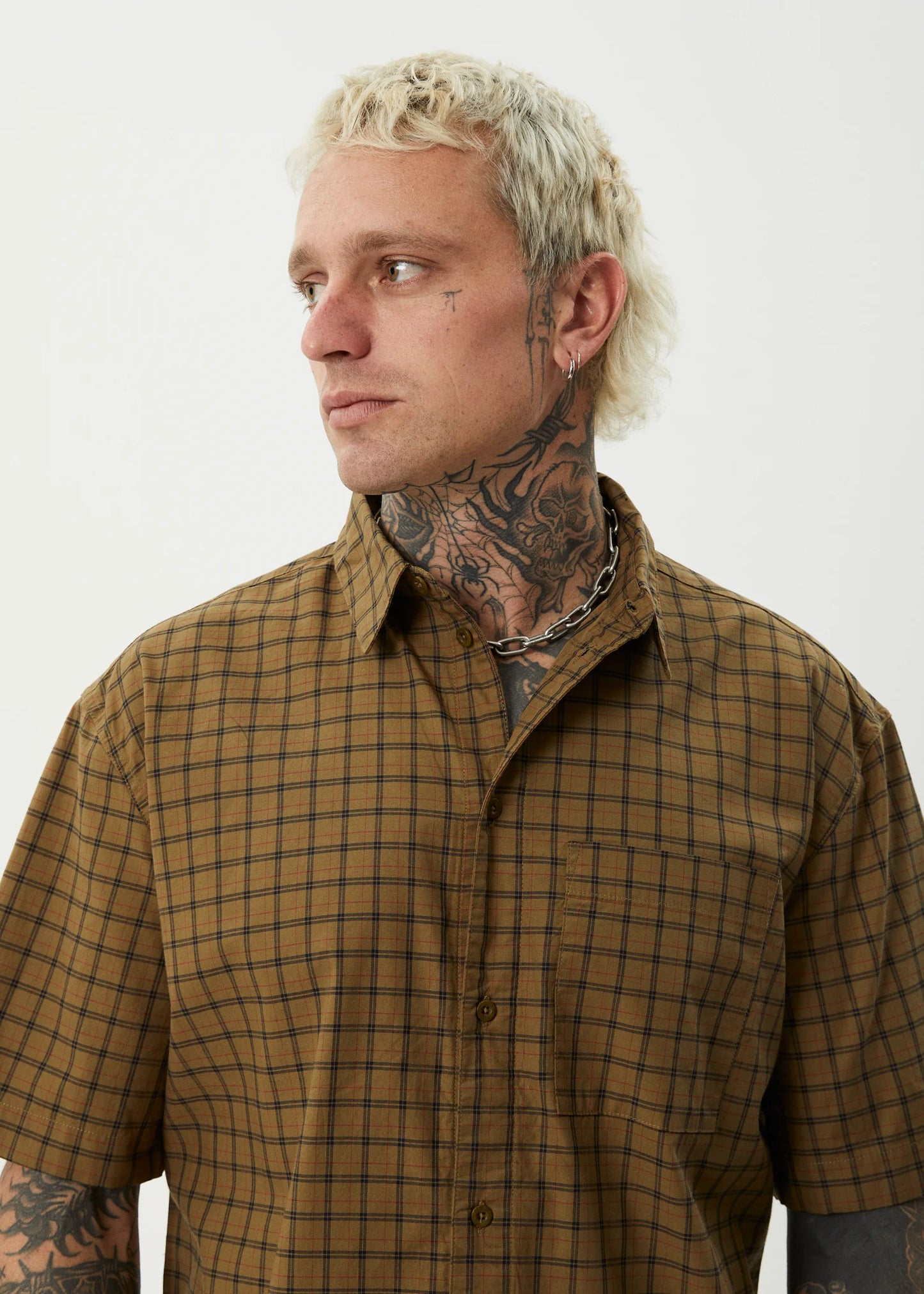 AFENDS CHALLENGER - CHECK SHORT SLEEVE SHIRT