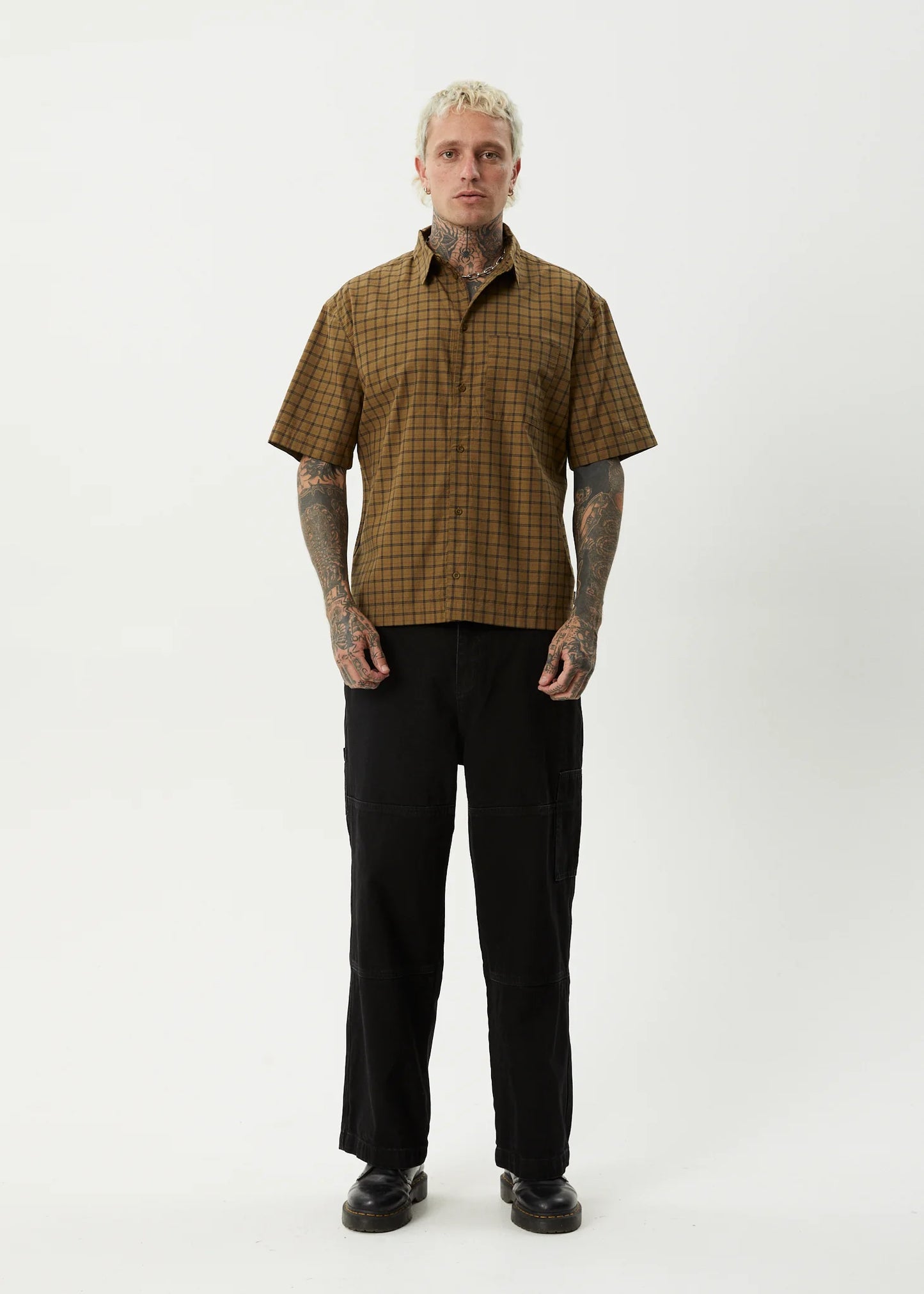 AFENDS CHALLENGER - CHECK SHORT SLEEVE SHIRT