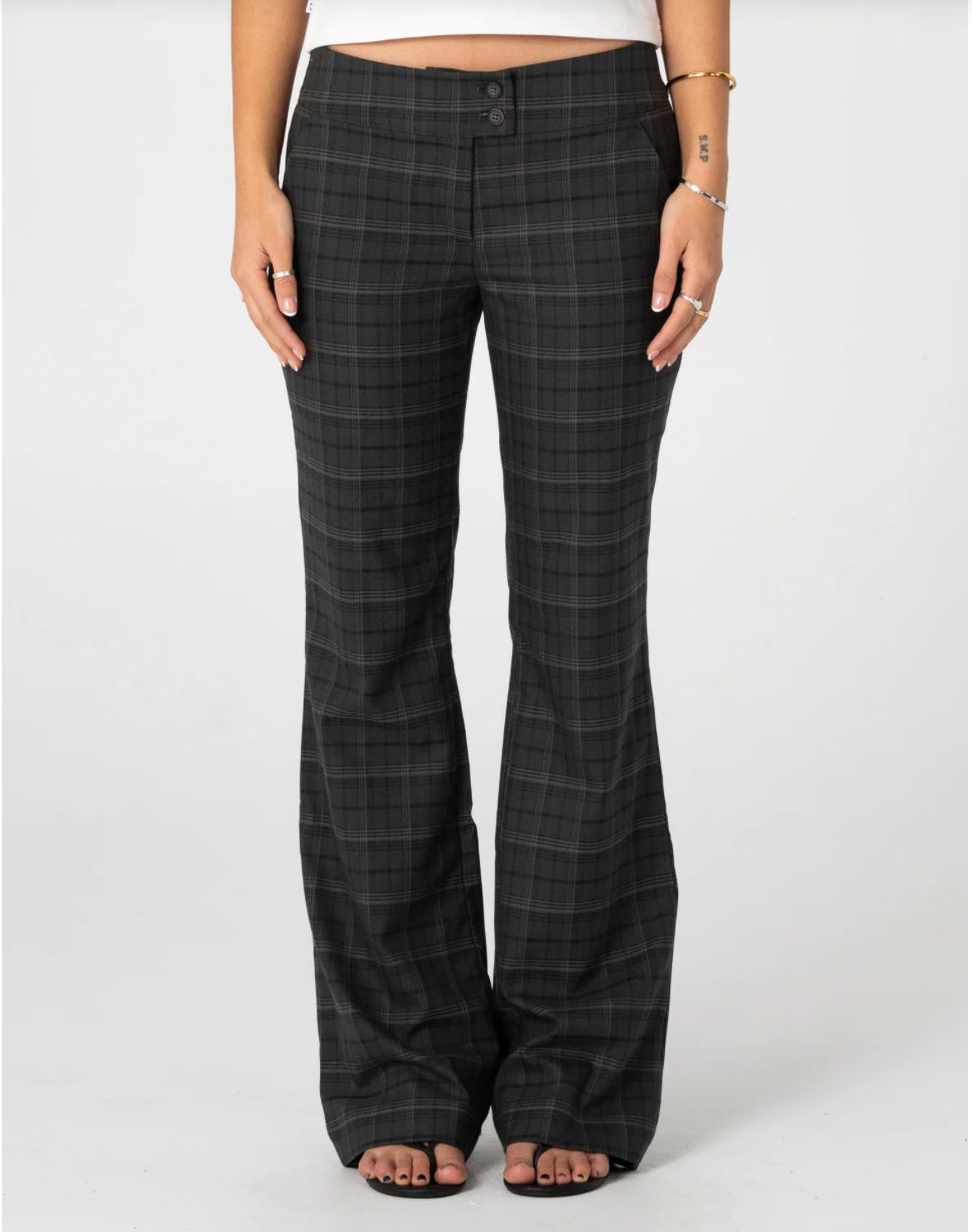 Rusty Plaid Mummy Low Rise Suit Pant