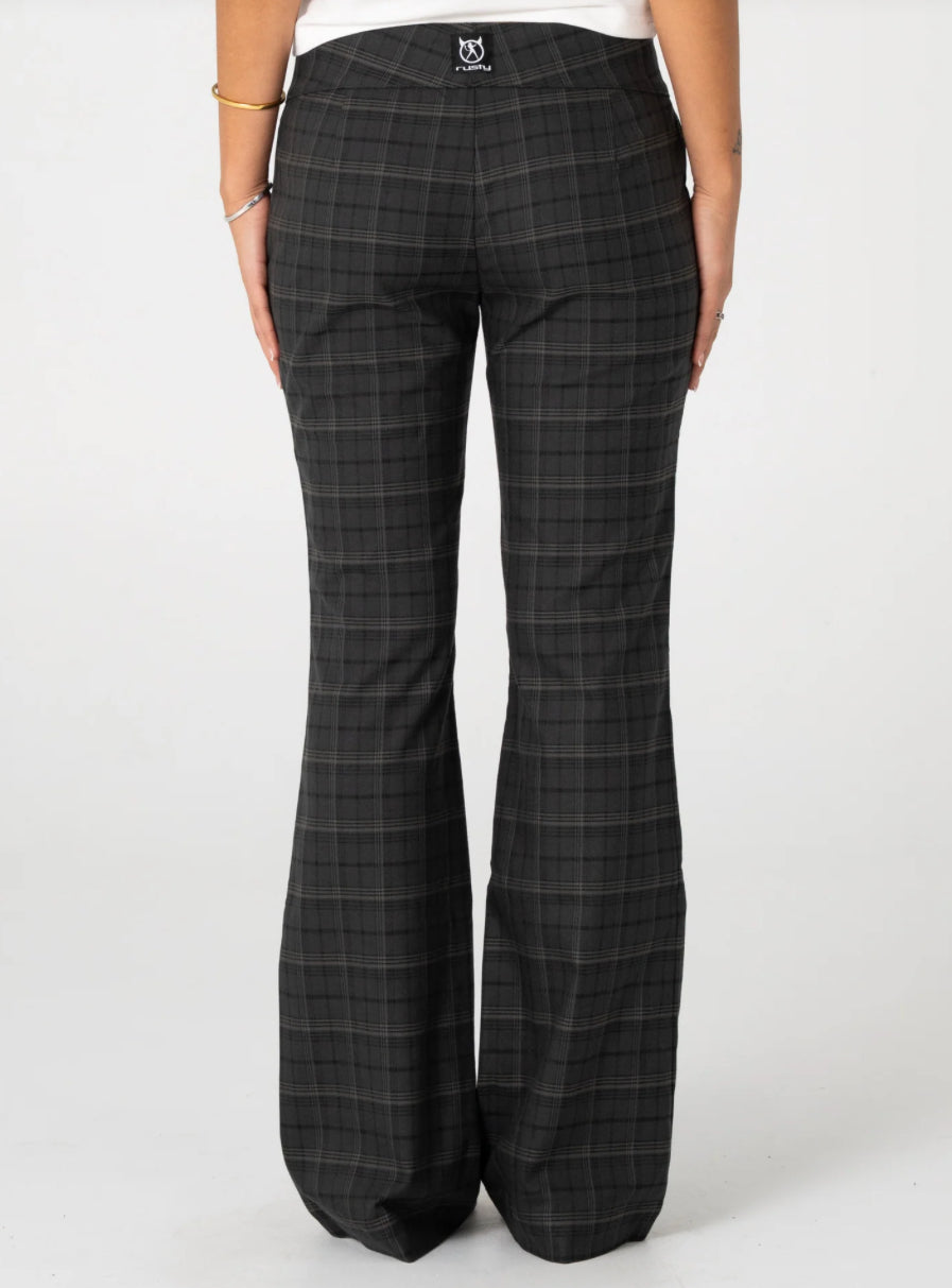 Rusty Plaid Mummy Low Rise Suit Pant
