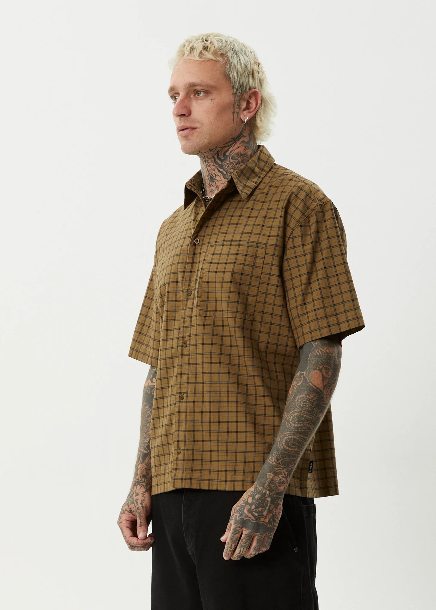 AFENDS CHALLENGER - CHECK SHORT SLEEVE SHIRT