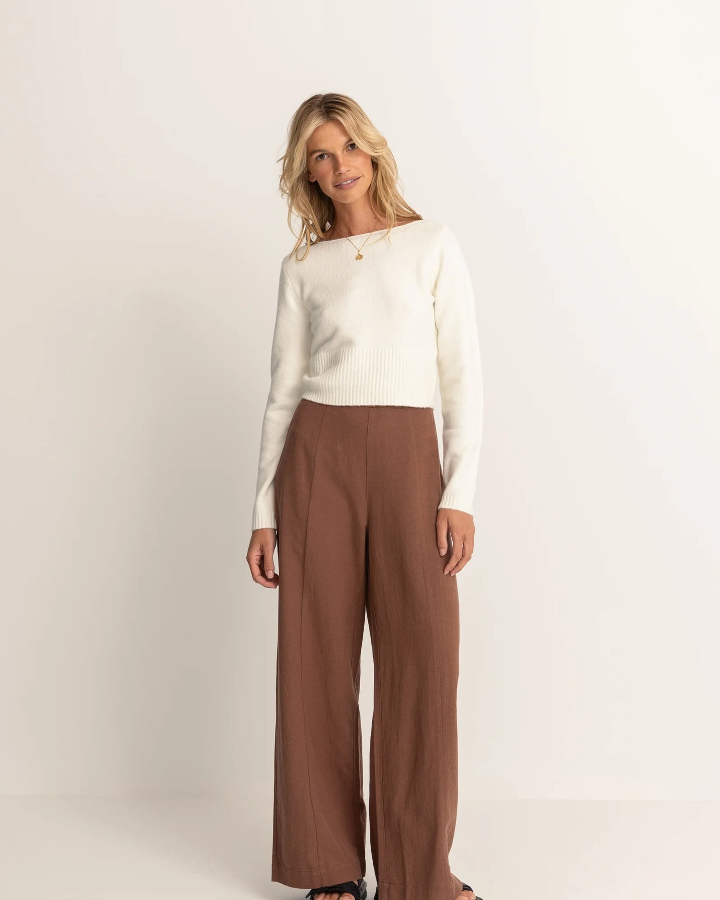 Rhythm Whitehaven Wide Leg Pant - Brown