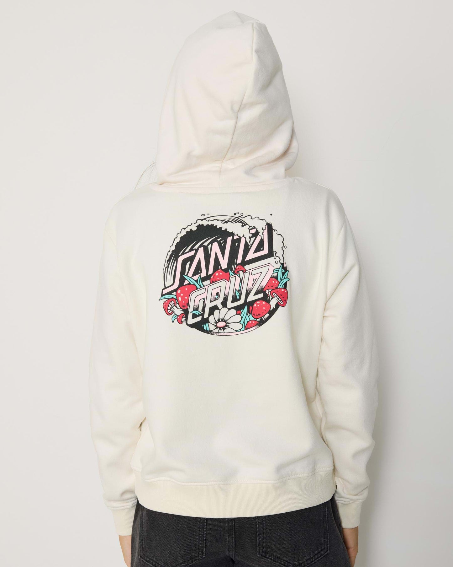 Santa Cruz Mushroom Wave Dot Girls Pullover Hoodie Cream