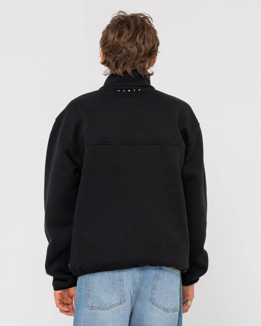 RUSTY RS Relaxed 1/4 Zip Super Fleece Black