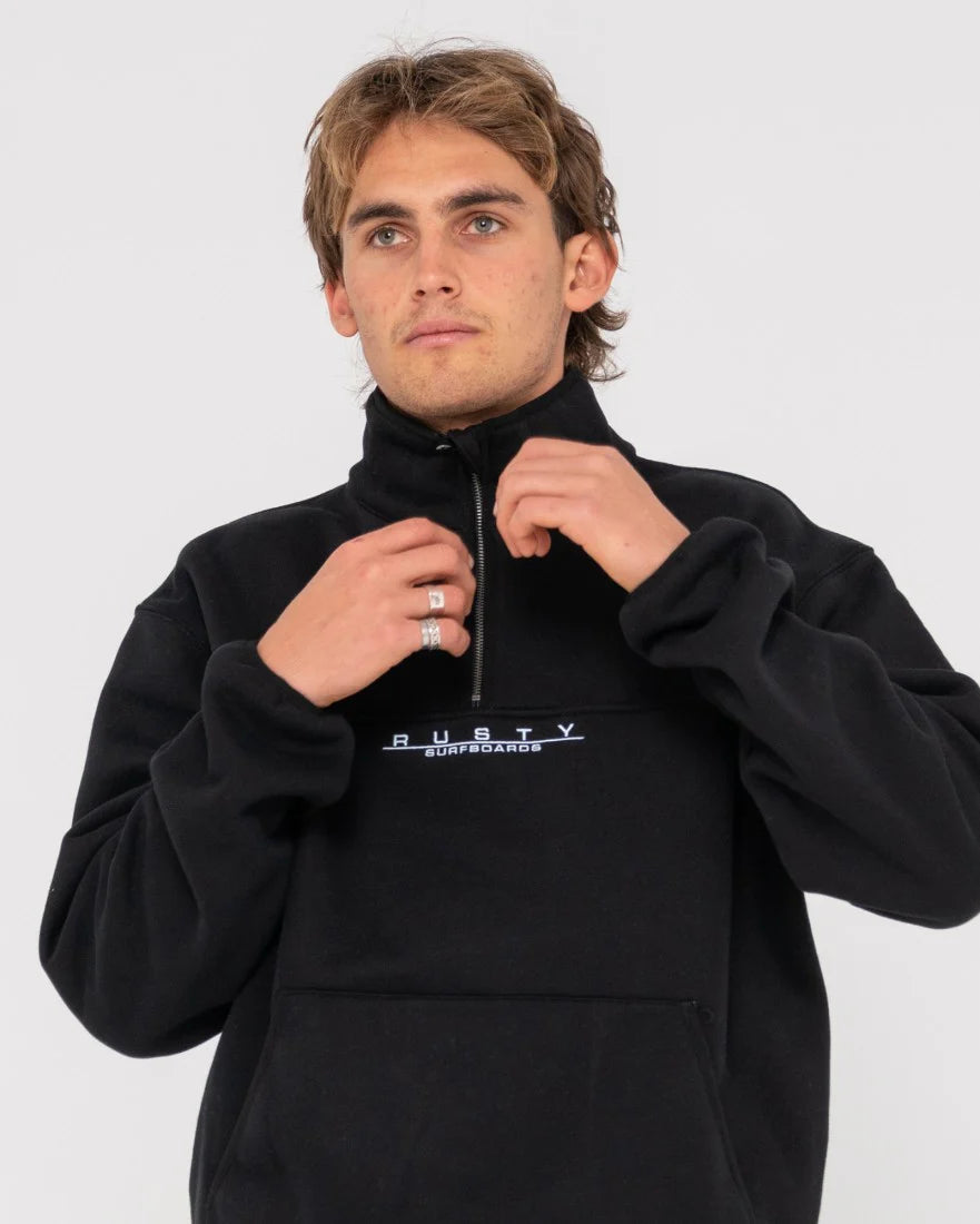 RUSTY RS Relaxed 1/4 Zip Super Fleece Black