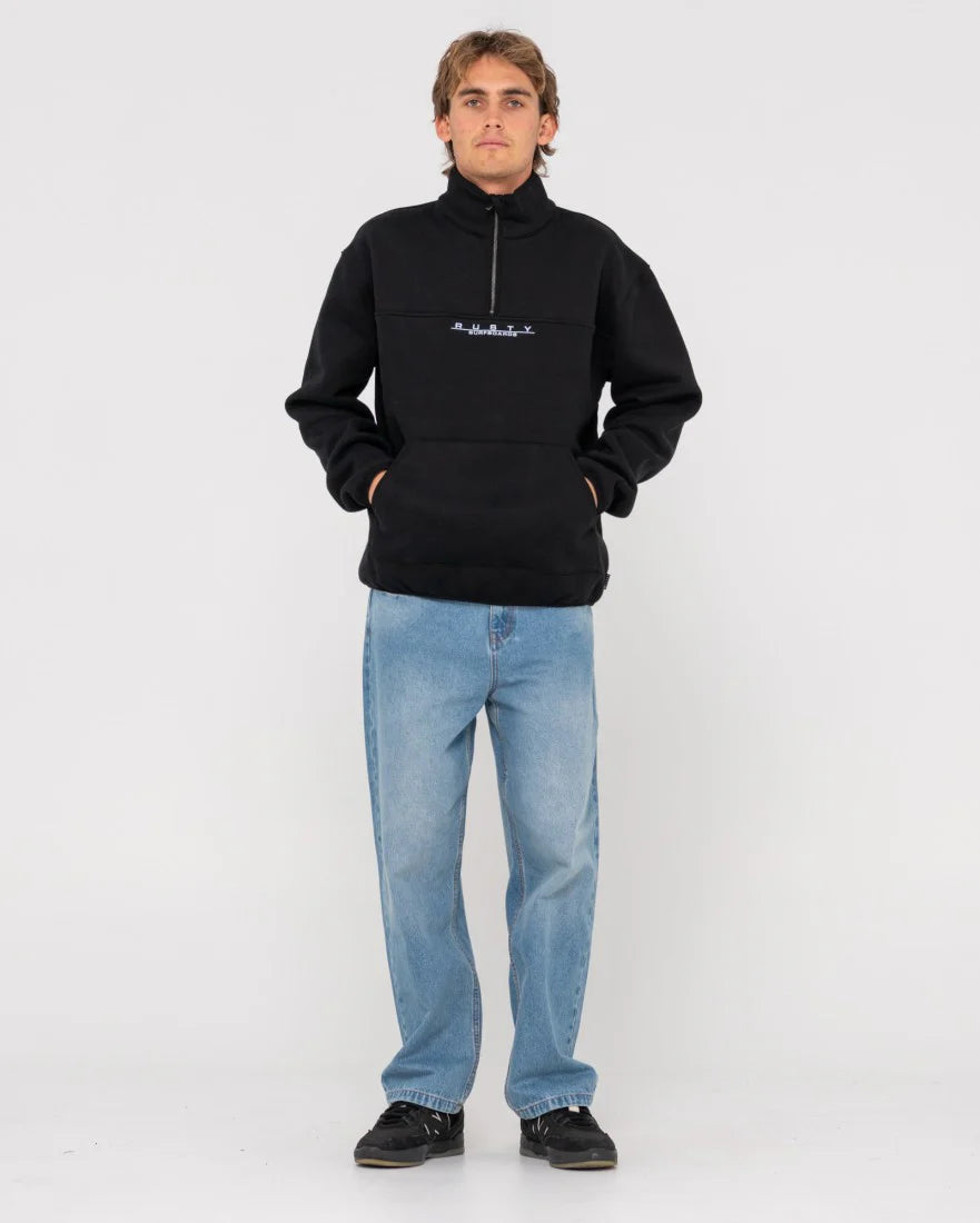 RUSTY RS Relaxed 1/4 Zip Super Fleece Black