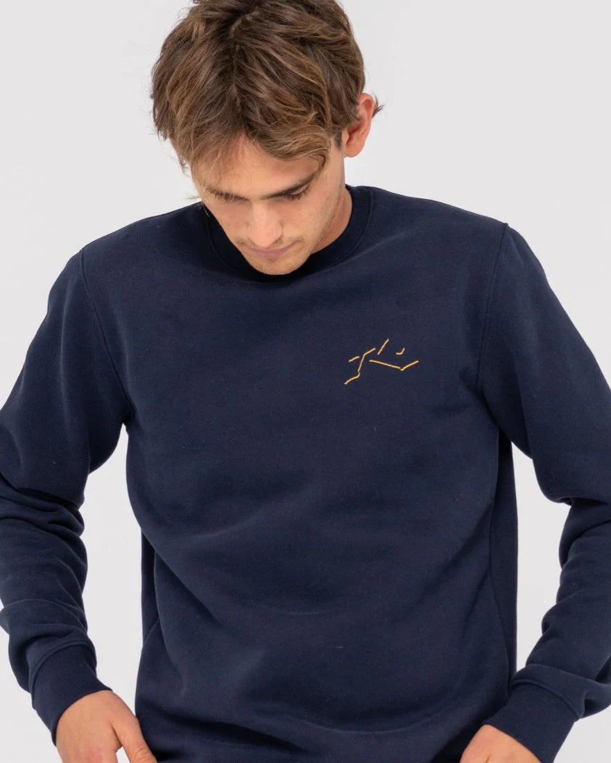 Rusty One Hit Shadow Crew Fleece Navy / Gold