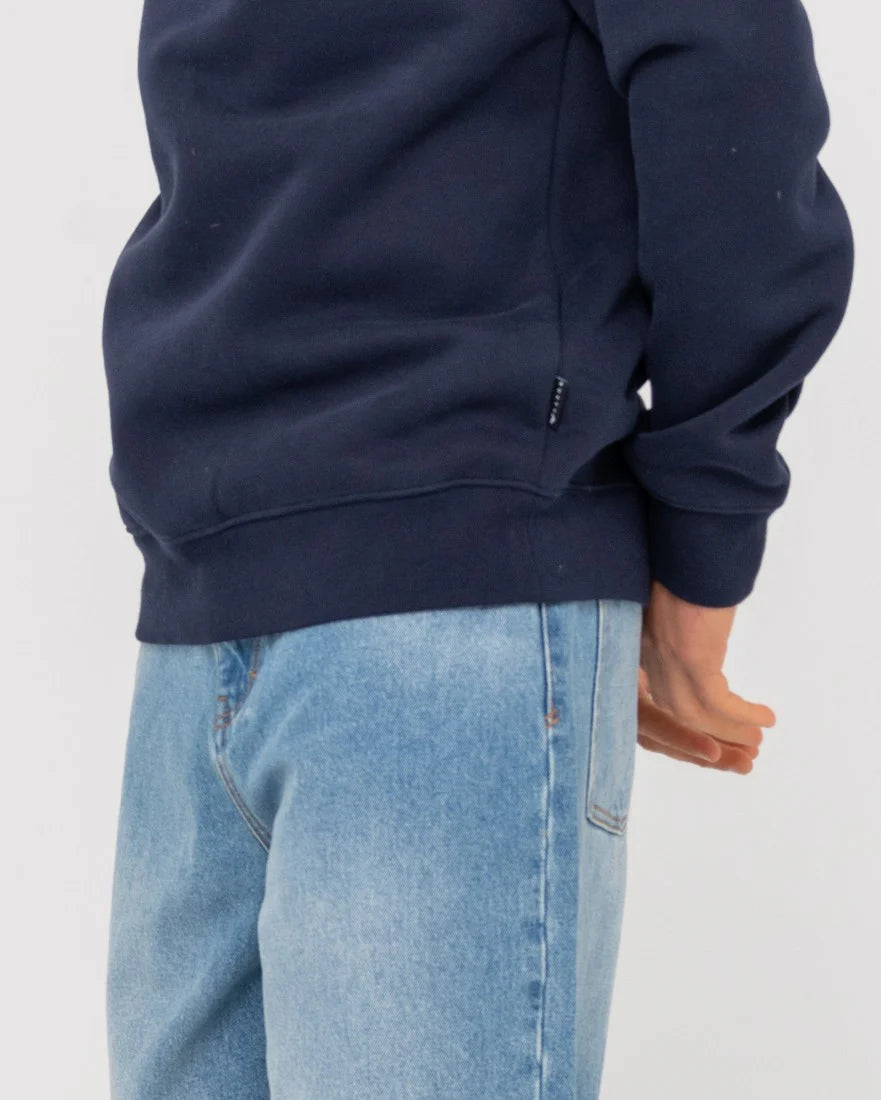 Rusty One Hit Shadow Crew Fleece Navy / Gold