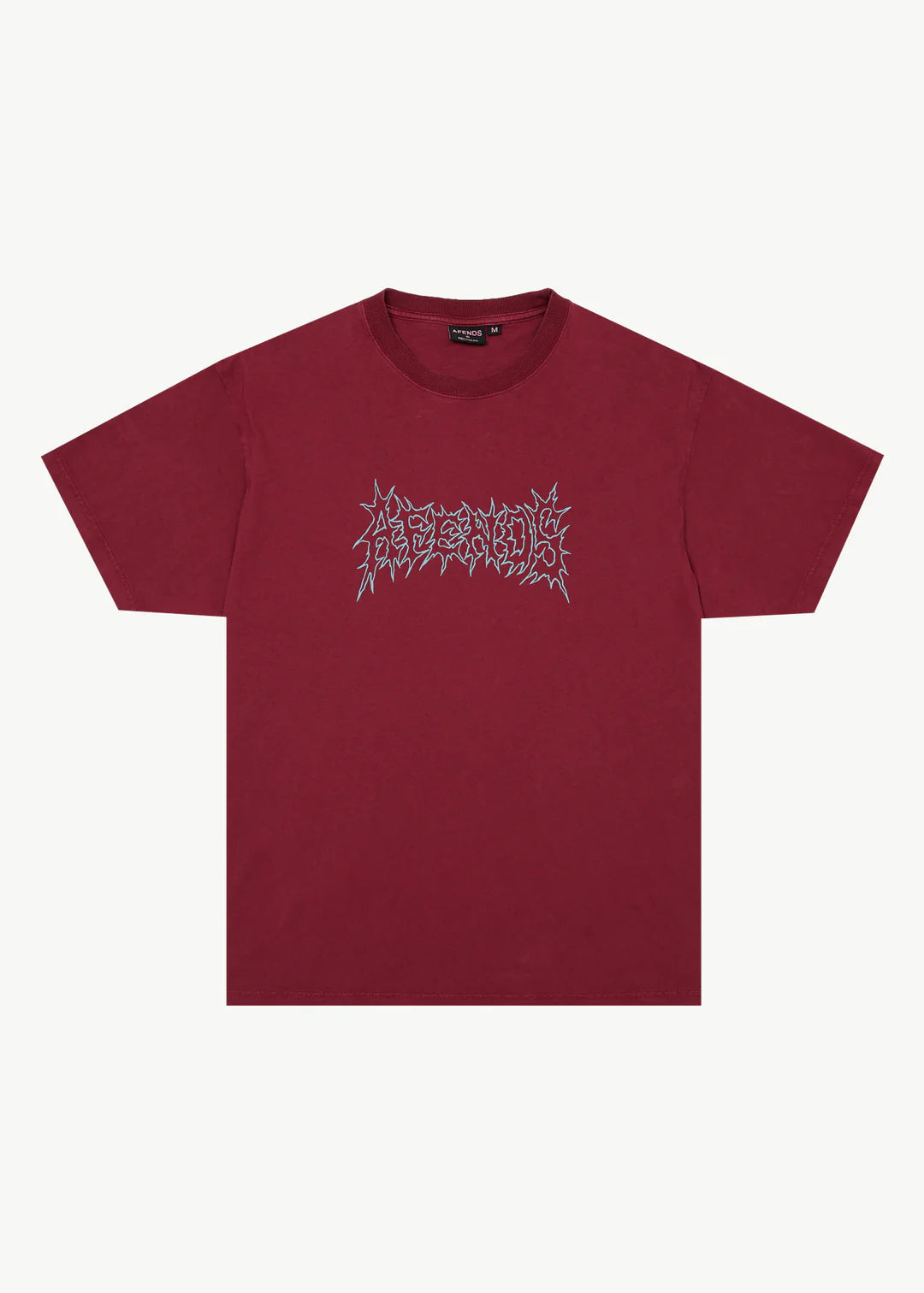 AFENDS Mental Boxy Tee Recycled Washed Burgundy