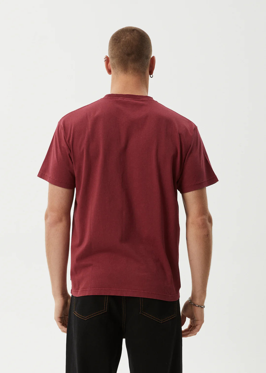 AFENDS Mental Boxy Tee Recycled Washed Burgundy