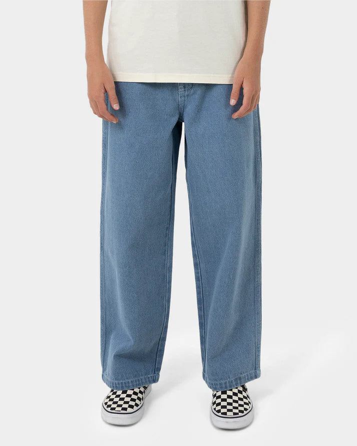 Santa Cruz Yelling Stack Boys Baggy Jeans Mid Blue Denim