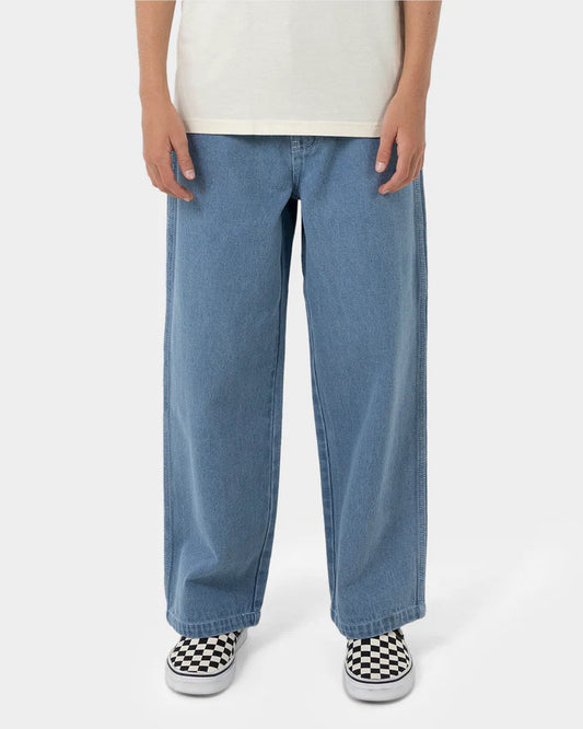 Santa Cruz Yelling Stack Boys Baggy Jeans Mid Blue Denim