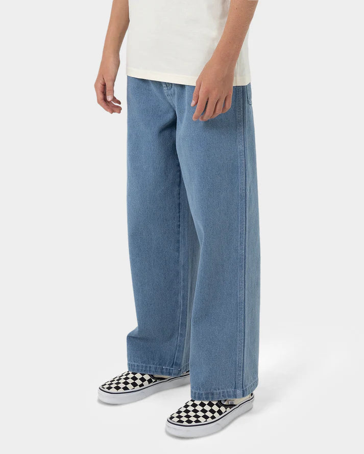 Santa Cruz Yelling Stack Boys Baggy Jeans Mid Blue Denim