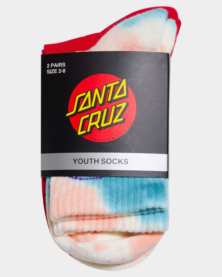 Santa Cruz Moon Dot Outline Girls Mid Sock (2 Pack) Turquoise Tdye-rose
