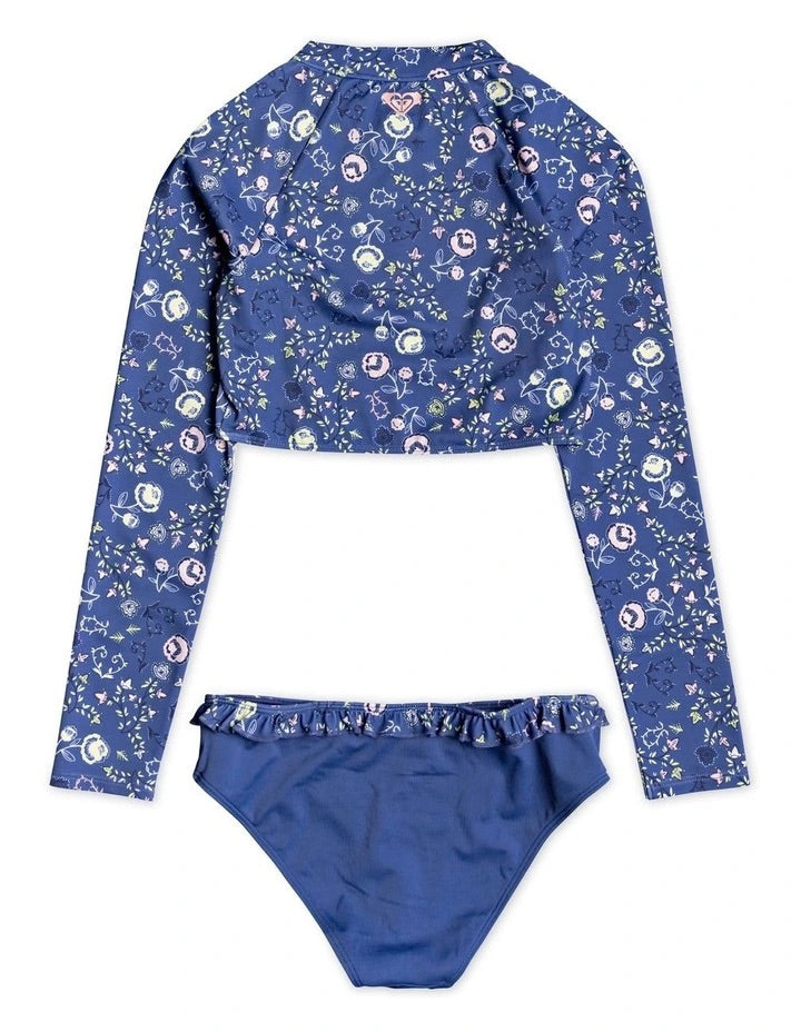 Girls 8-14 Salted Wave Long Sleeve Crop Lycra Set