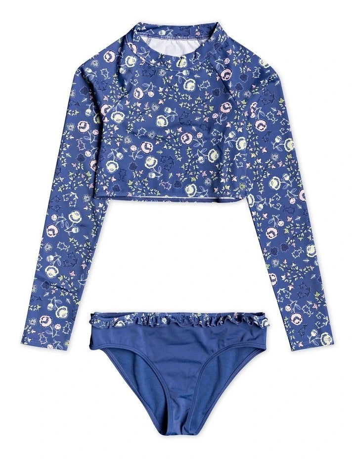 Girls 8-14 Salted Wave Long Sleeve Crop Lycra Set
