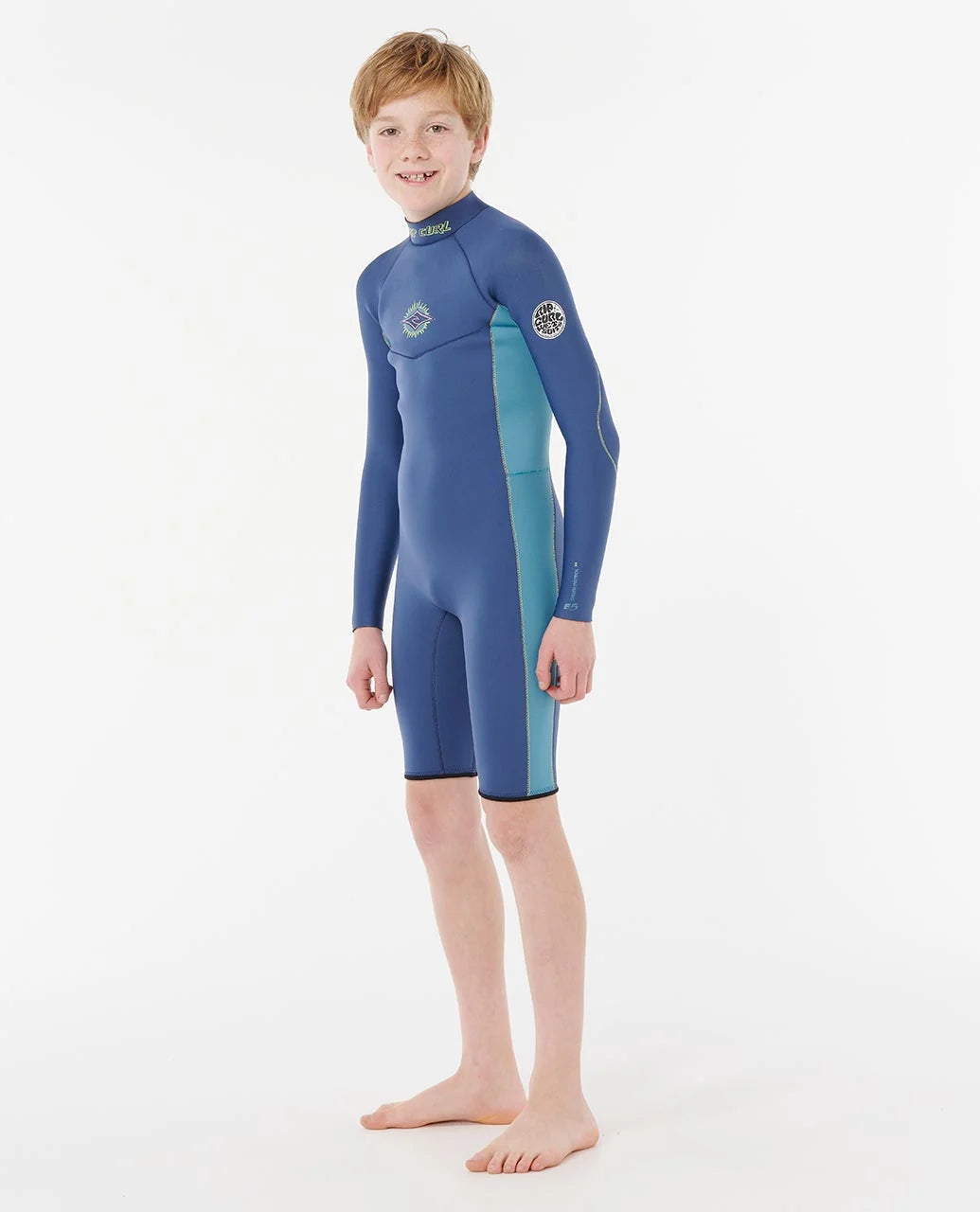 RIP CURL DAWN PATROL SHORT SLEEVE 2MM BACK ZIP SPRING SUIT WETSUIT - LIGHT NAVY