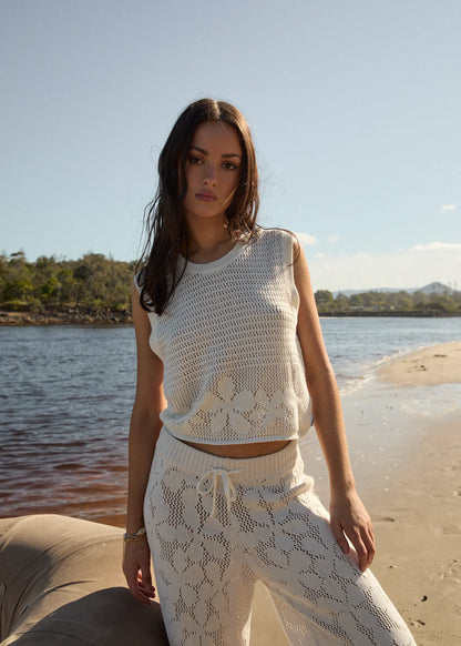 Afends Saint - Knit Top - White ORGANIC