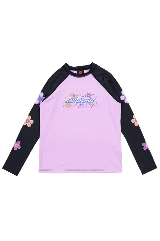 Santa Cruz Strip Bloom Contrast Sleeve Rash Guard