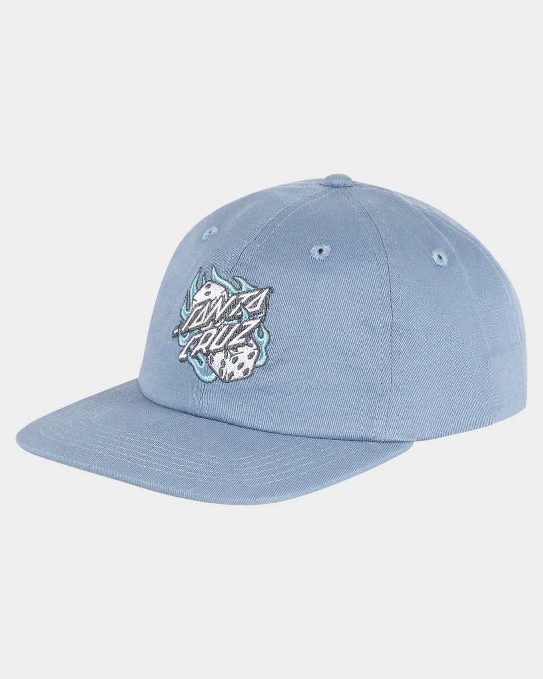 Santa Cruz Flaming Dice Dot Men's Strapback Cap Vintage Blue - essential surf and skate