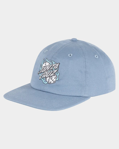 Santa Cruz Flaming Dice Dot Men's Strapback Cap Vintage Blue - essential surf and skate