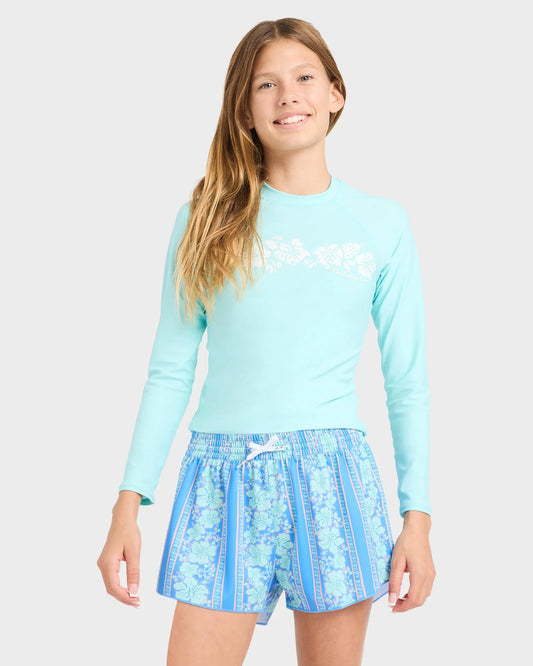 Billabong Girls 6-14 Happy Hibiscus Swim Volley Boardshorts