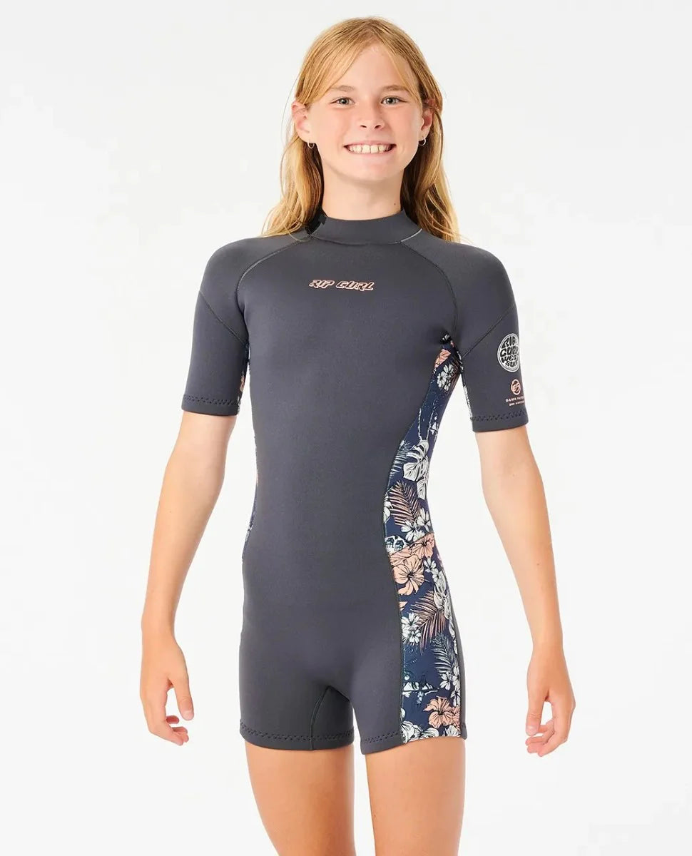 Girls Dawn Patrol 2/2 Springsuit Kids Wetsuit - Charcoal