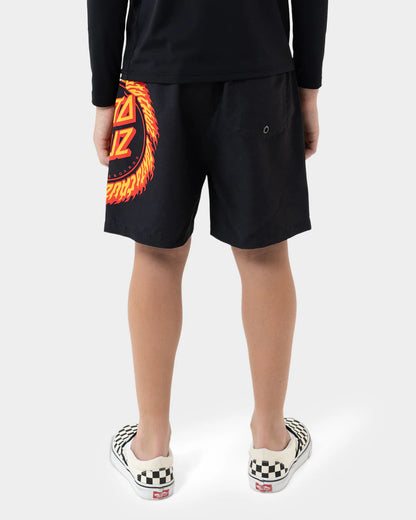 Santa Cruz Flame Ringed Dot Boys Boardshort Black