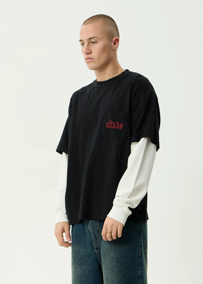 AFENDS DROP ZONE - LAYERED WAFFLE BOXY TEE