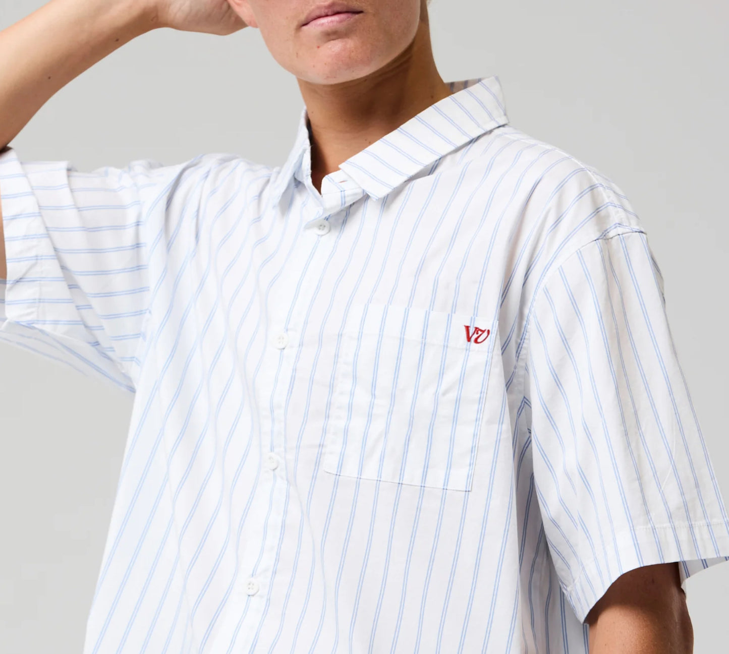RIVVIA PROJECTS STRIPE SS SHIRT : WHITE BLUE
