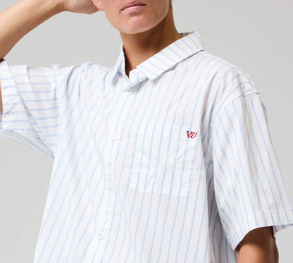RIVVIA PROJECTS STRIPE SS SHIRT : WHITE BLUE
