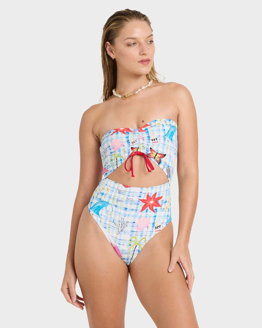 Billabong Womens Lottie Hall Summer Bandeau One Piece Swimsuit