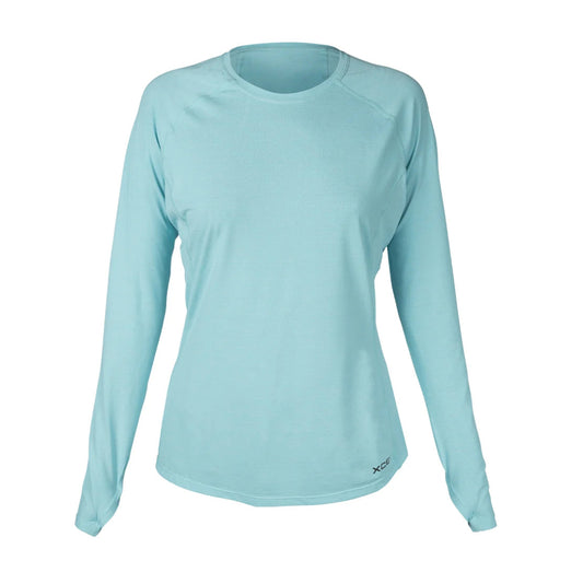 XCEL Women's Heathered VentX Long Sleeve Relaxed Fit UV - Glacier Blue - essential surf and skate
