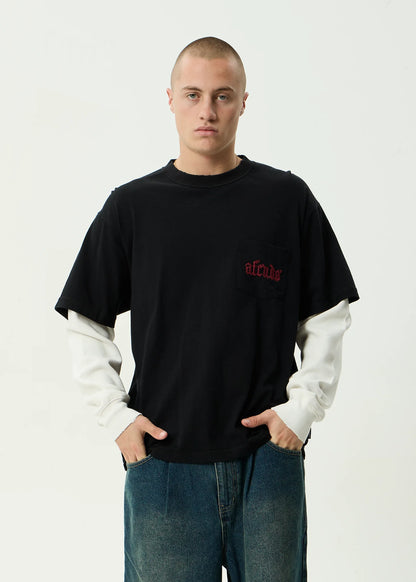 AFENDS DROP ZONE - LAYERED WAFFLE BOXY TEE
