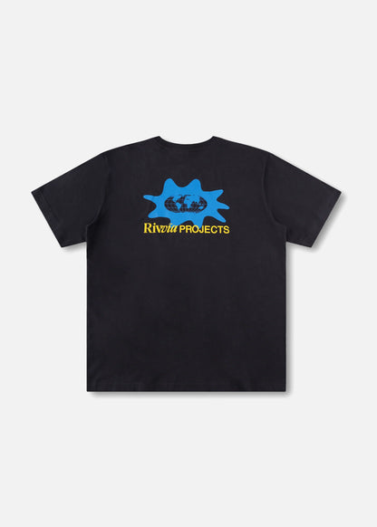 RIVVIA WORLD SPLAT RELAXED FIT T-SHIRT : PIGMENT BLACK - essential surf and skate