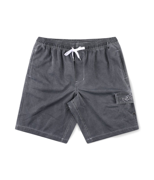 FORMER SWANS CARGO 21" SWIM TRUNK // BLACK EMBROID - essential surf and skate