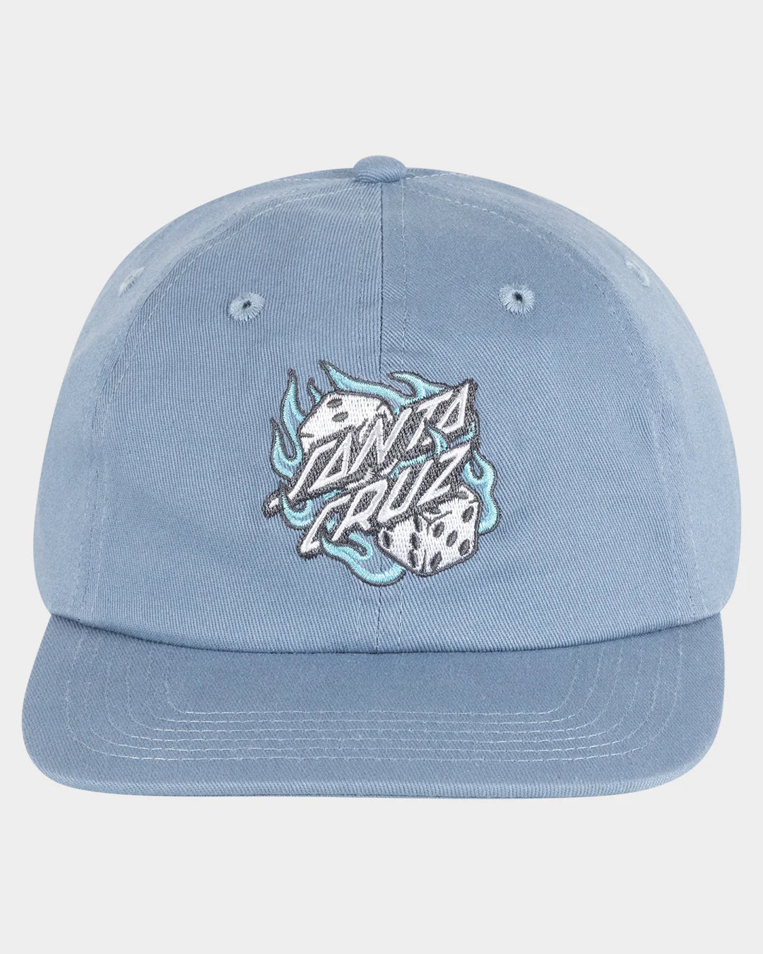 Santa Cruz Flaming Dice Dot Men's Strapback Cap Vintage Blue - essential surf and skate